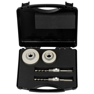 TREPAN CARBURE D68 ET 82MM + ARBRE HEX ET SDS+ + 2 FORETS CENTREURS (COFFRET)