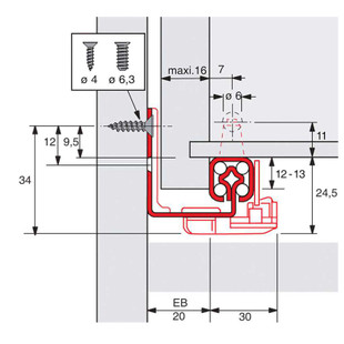 COULISSE BOIS QUADRO 25 PUSH TO OPEN