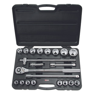 COFFRET DE DOUILLES 6 PANS METRIQUES ET ACCESSOIRES 3/4'', 21 PIECES