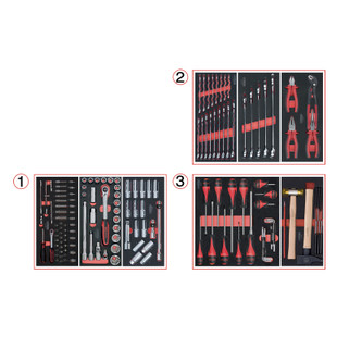 COMPOSITION D'OUTILS 3 TIROIRS POUR SERVANTE, 158 PIECES
