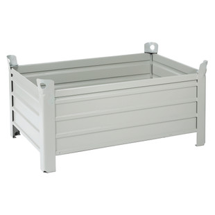 CAISSE-PALETTE TÔLÉE 800X1200X600, 4 PIEDS, GRIS RAL 7030