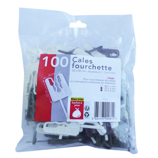 CALES FOURCHETTES PANACHEES PVC 40X30MM SACHET 100PCS