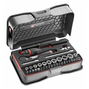 COFFRET DOUILLES 1/4" 6 PANS ET EMBOUTS (37 PIECES)