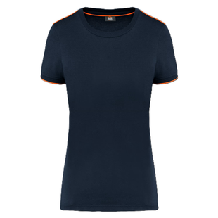 T-SHIRT DAY TO DAY MANCHES COURTES FEMME OXFORD NAVY/FLUORESCENT ORANGE