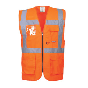 GILET HAUTE VISIBILITE MULTIPOCHES ZIP S476 ORANGE