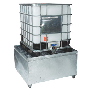 BAC DE RÉTENTION 1 IBC EN ACIER GALVANISÉ À CHAUD, 1000 LITRES, 1325X1220X760 MM