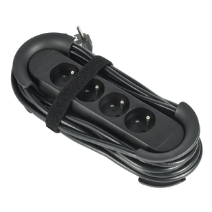 BLOC MULTIPRISES PRO-LINE 4 PRISES H05VV-F 3G1.5MM 5M NOIR AVEC ENROULEUR