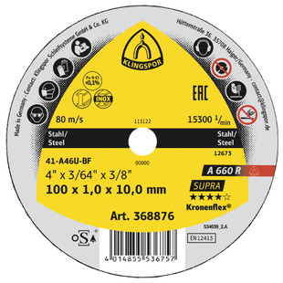 DISQUE A TRONCONNER ACIER/INOX A 660 R 76X1,0X10MM