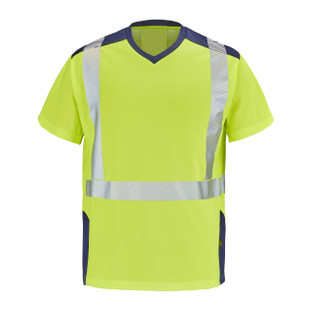 T-SHIRT MANCHES COURTES FLUO SAFE XP JAUNE FLUO/MARINE