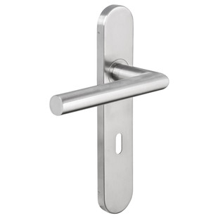 ENS POIGNEE INOX 304 ENT 195MM A BOUT ROND + 1 PLAQUE VIS INV BEQUILLE ANGLE VIF