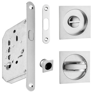 KIT SERRURE A LARDER POUR PORTE COULISSANTE ROSACES CARRES