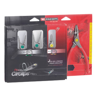 JEU DE 4 PINCES CIRCLIPS GAINEES INT/ EXT BECS DROITS PCSNJ4PB