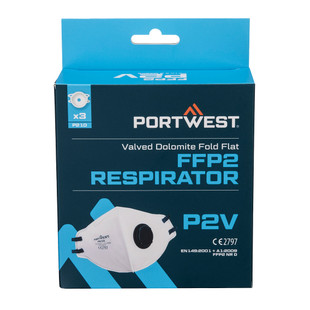 MASQUE PLIABLE FFP2 A SOUPAPE DOLOMITE P210 BLANC 3 PIECES