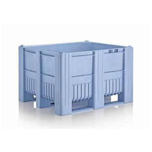 CAISSE PALETTE PLASTIQUE 1000X1200X740 MM, INJECTÉE MONOBLOC, 3 SEMELLES, BLEU C