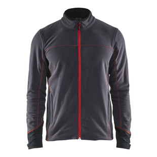 VESTE POLAIRE GRIS FONCE/ROUGE