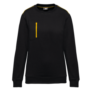 SWEAT-SHIRT DAY TO DAY ZIP POCHE CONTRASTEE UNISEXE BLACK/YELLOW