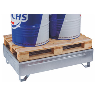 BAC DE RÉTENTION 2 FÛTS EN ACIER GALVANISÉ À CHAUD, 220 LITRES, 835X1235X330 MM