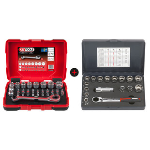 LOT DE COFFRETS DE DOUILLES TRAVERSANTES 1/4'' - 3/8'' - 1/2''