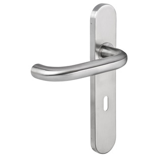 ENS POIGNEE INOX 304 ENT 195MM A BOUT ROND ET 1 PLAQUE VIS INVI BEQUILLE RETOUR