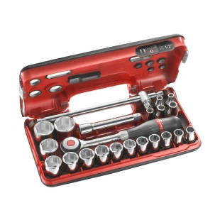COFFRET DBOX CLIQUET MANCHE ROTATIF + DOUILLES 1/2'' 6 PANS S.360DBOX4PB